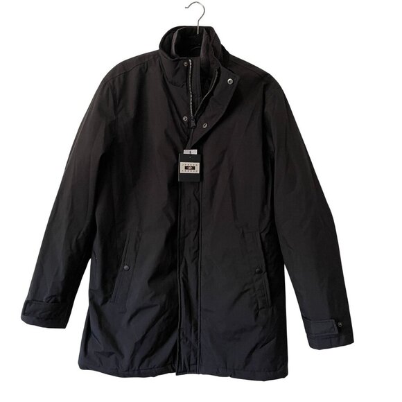 Joseph Abboud Size M Black Filled Lined Coat Detachable Inner Layer Zip Snap - Picture 8 of 9